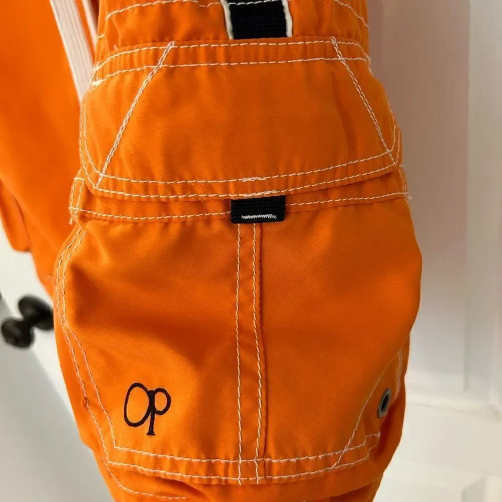 Ocean Pacific Men’s Orange Swim Trunks Size Large Lined Tie Waist